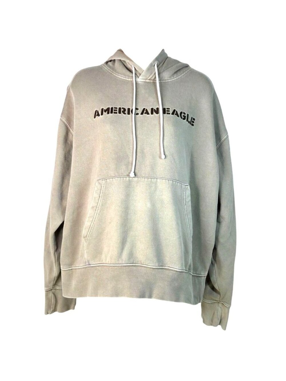 American Eagle Relaxed Fit Graphic Hoodie Beige M